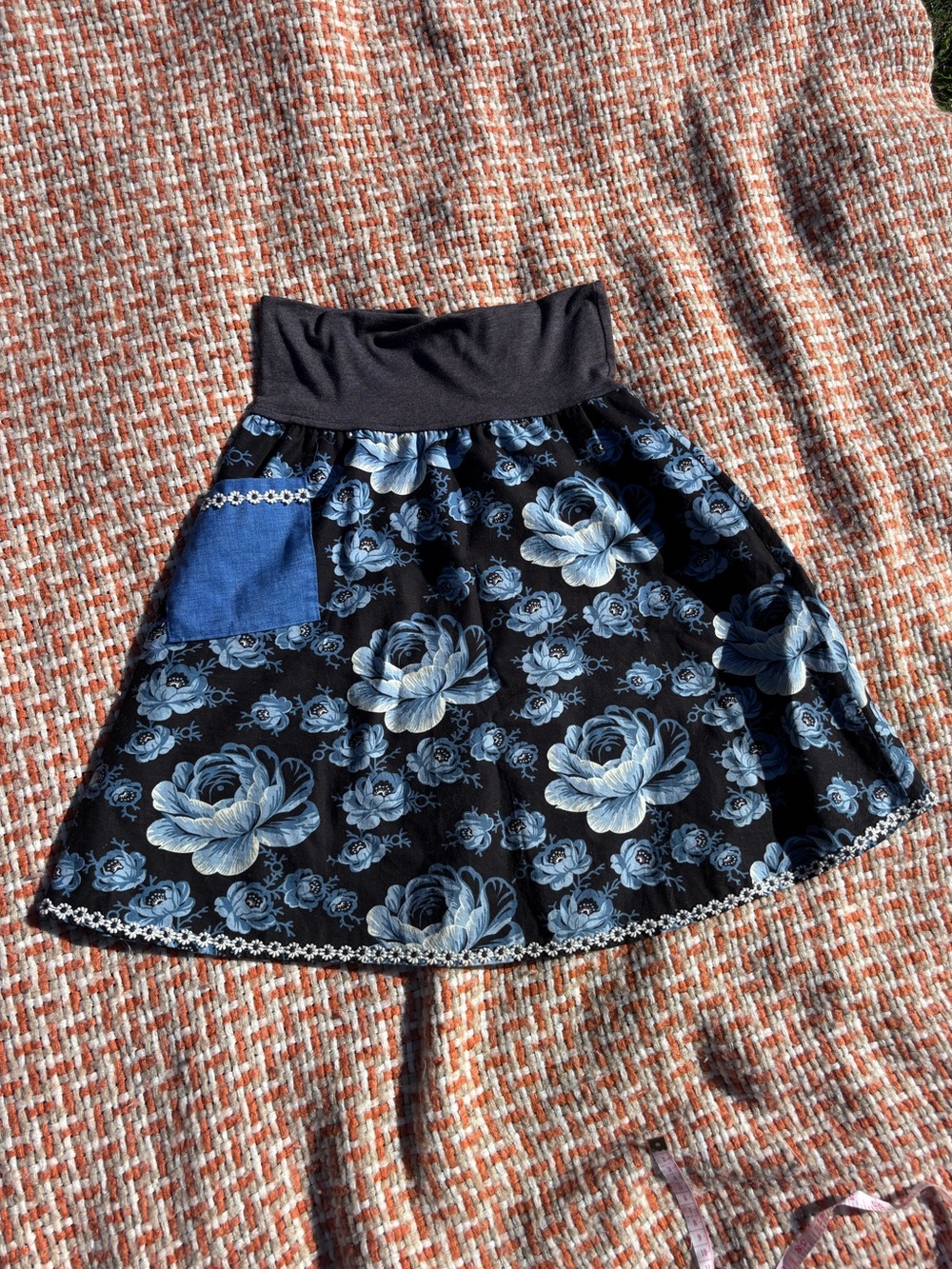 Cotton boutique patchwork pocket skirt